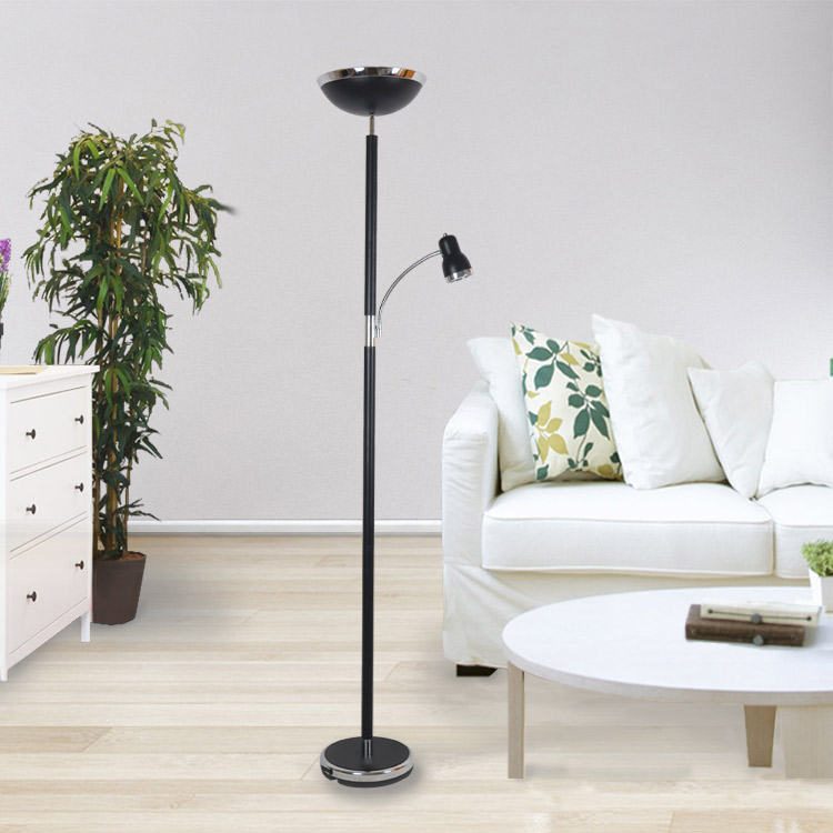 Lampadaire LED mère et enfant noir mat