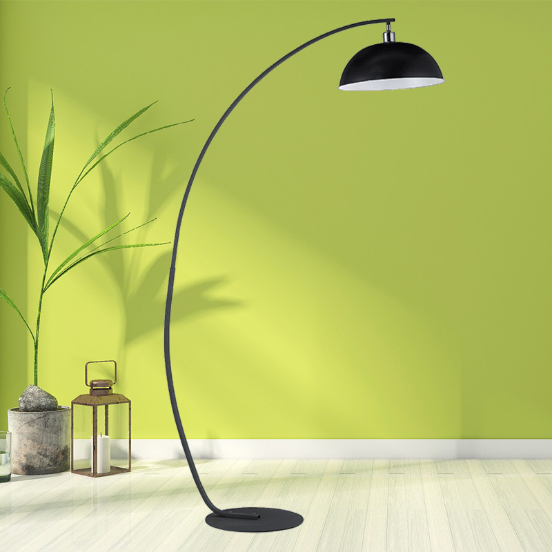 Lampadaire Scandinave en Arc avec Abat-Jour en Verre