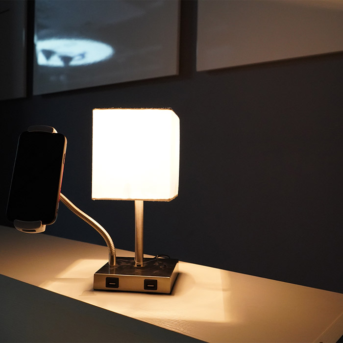 Lampe de table en tissu de chargement USB