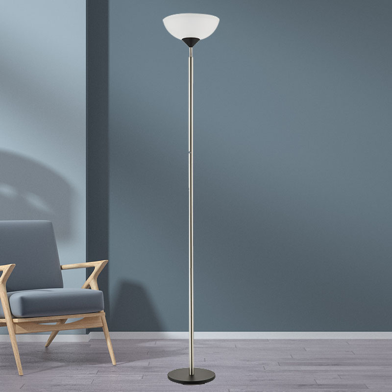 Lampadaire unipolaire en plastique blanc avec abat-jour